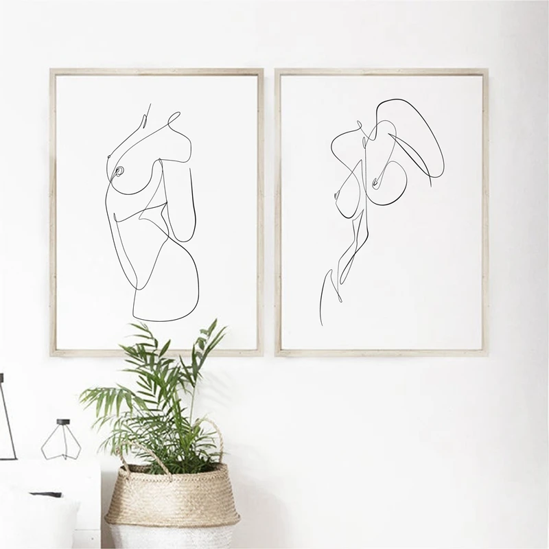 Female Line Wall Art Prints Bedroom Decoration