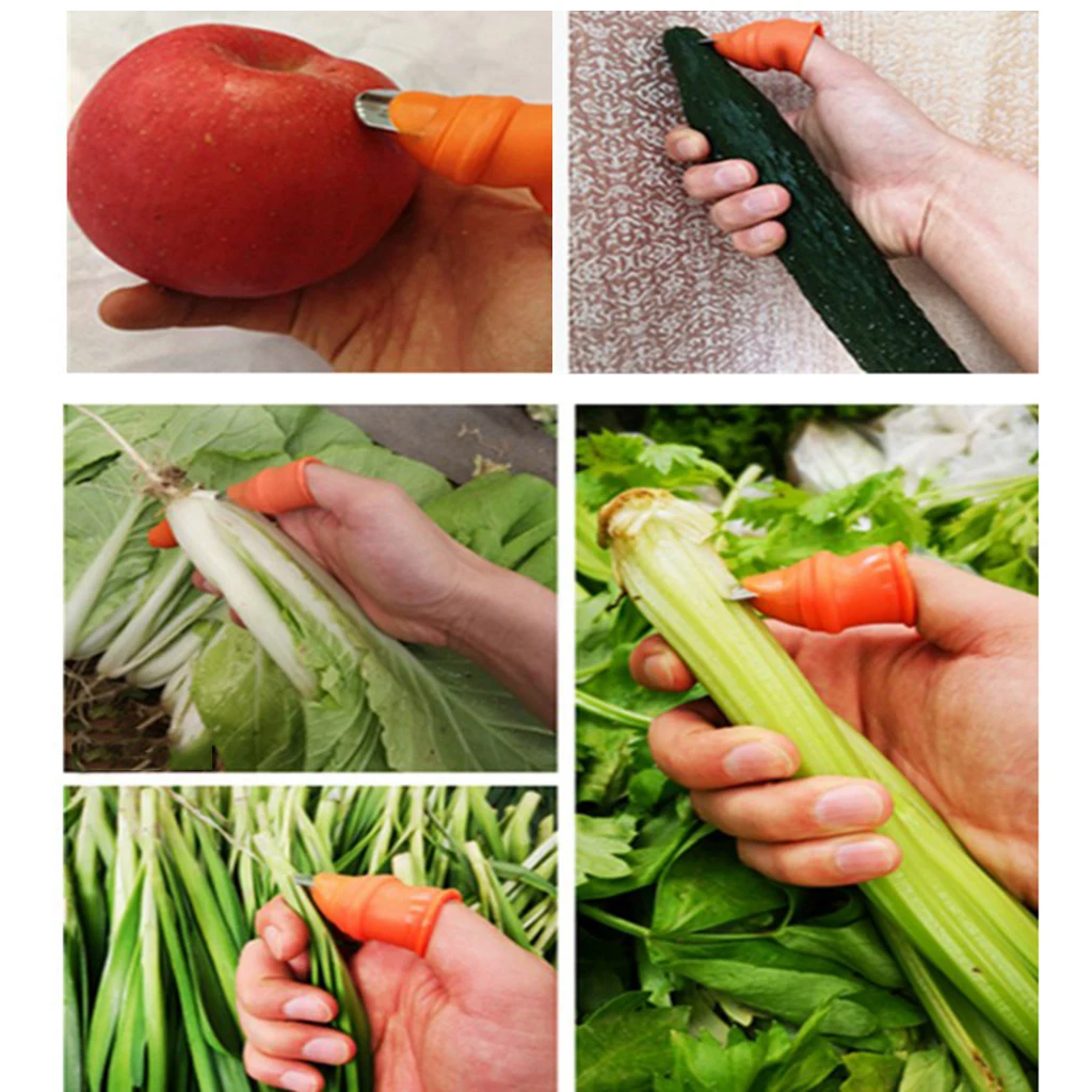Garden Finger Knife Silicone Protective Fingertip Thumb Cutter with Cover Thumb Knife Gardening Tools Vegetable Picking Device