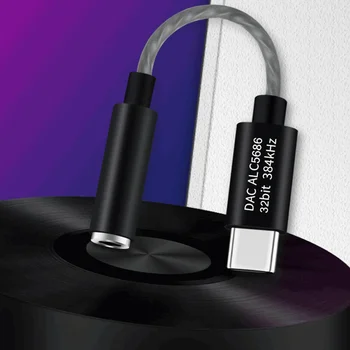 32bits 384KHz Type C USB C to 3 5mm Converter DAC Adapter Support 16 32 Ohm Headphone Decorder With ALC5686 Chip For Phone