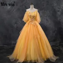 Mrs Win Бальные платья новое бальное платье в пол с v-образным вырезом и открытыми плечами винтажное бальное платье для выпускного бала