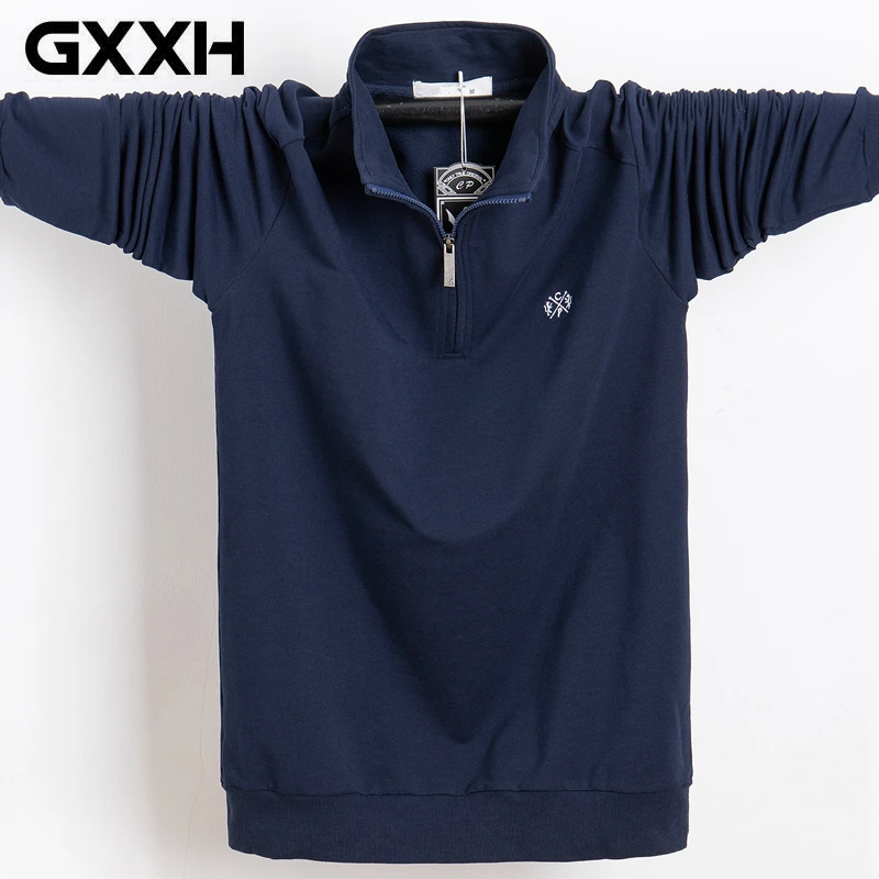 Горячая Мужская рубашка поло с длинным рукавом размера плюс 4XL 5XL 6XLFashion