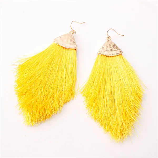 Новые модные богемные длинные кисточки серьги для женщин этнические Бохо ретро сплав веревка бахрома Висячие женские серьги-подвески - Окраска металла: yellow