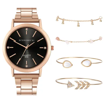 

ECONOMICXI Popular Quartz Watch Luxury Bracelet Gemstone Bells Bracele Watch Ladies Watches for Women Fashion Alloy Clock C