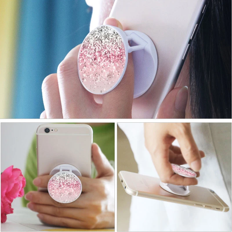 Round Foldable Phone Grip Kichstand  Support Telephone Swappable Top For Hua Wei Most of Phones wooden mobile stand