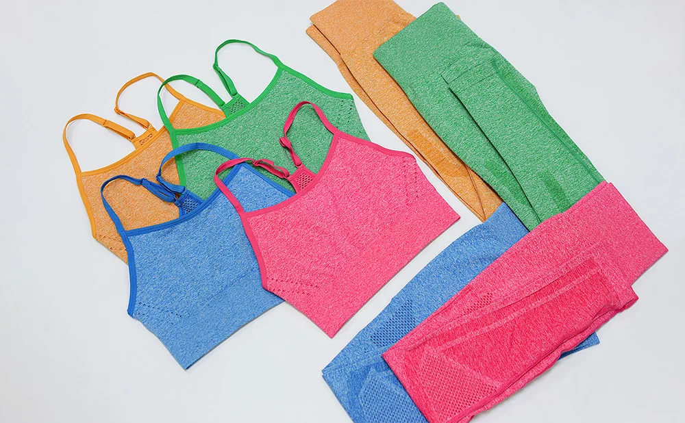 

2pcs Seamless Sports Set Women Mesh Yoga Clothing High Waist Tummy Control Pants Gym Suits Running Fitness Sportswear