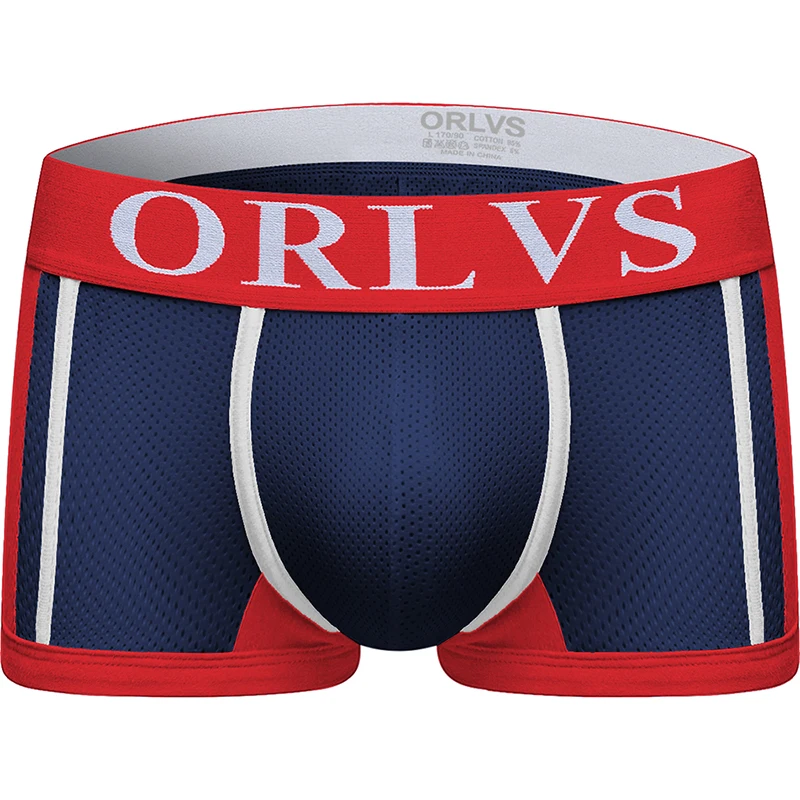 ORLVS Brand boxer men underwear gay boxer shorts ropa interior hombre cueca tanga calzoncillo hombre boxer para hombre mesh - Цвет: OR92-red