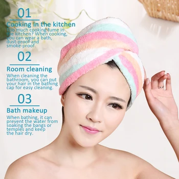

Hair Wrapped Towels Quickly Portable Dry Bathroom Accessories Dry Hair Hat Shower Cap Microfiber Hair Turban Super Absorben