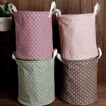 

Four Colors Cotton Linen Laundry Basket for Dirty Clothes Waterproof Folding Toy Organizer Storage Bucket YB090M73