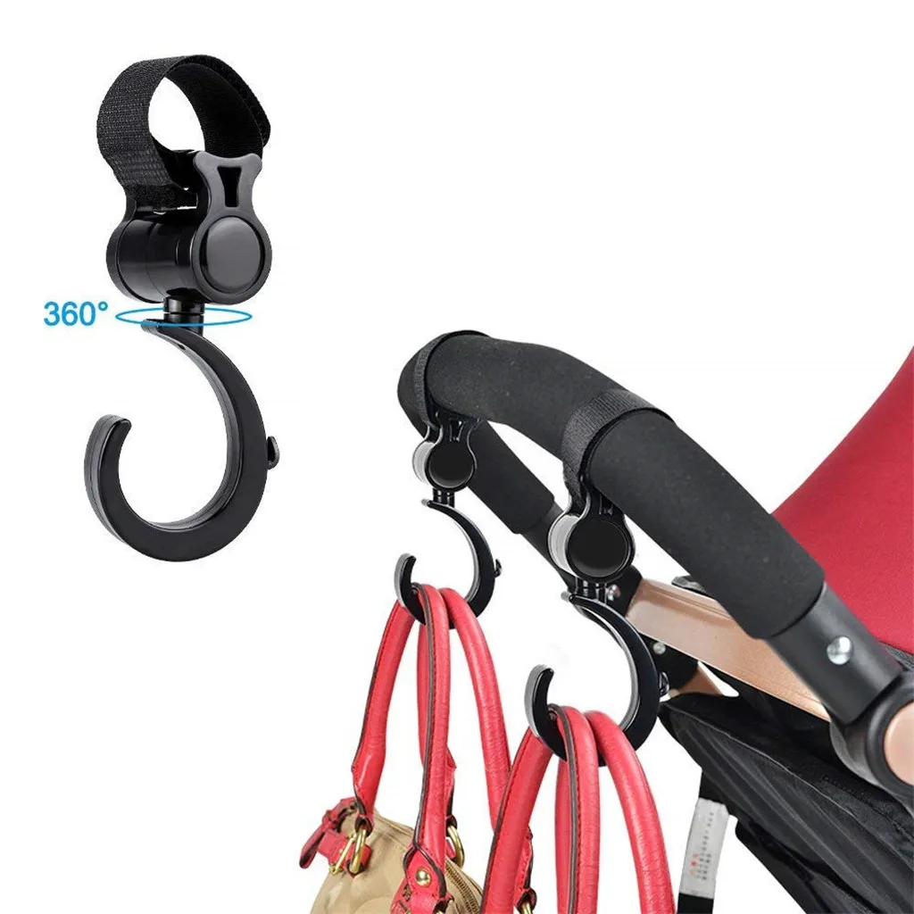 Uds bebé percha de bebé bolsa de ganchos de cochecito de bebé coche cochecito negro herramientas rotar 360 grados de gancho de plástico Accesorios