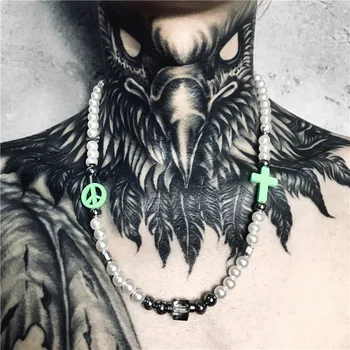 

UNCLEDONJM Pearl Crystal Butterfly Cross Necklace mens hip hop jewelry butterfly necklace PBXL015