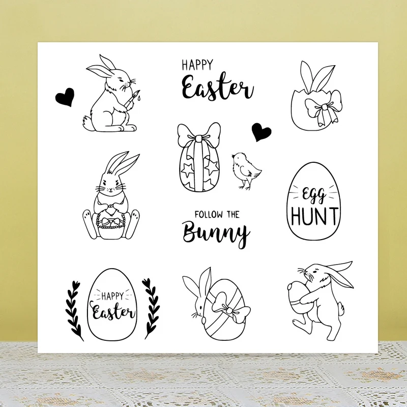 AZSG Easter Rabbit Clear Stamps/Seals For DIY Scrapbooking/Card Making/Album Decorative Silicone Stamp Crafts