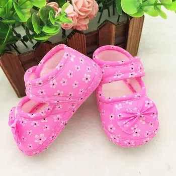 

Newborn Baby girl soft comfortable shoes Kids Lovely Baby Bowknot Printing Newborn Cute Cloth Shoes for Toddler Kid 0-12M