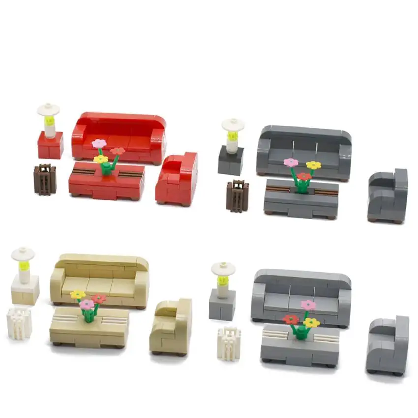 Sofa Living Room Scene Dining Table Flower Building Block MOC Accessories Set Compatible With Legolings DIY Toys For Children  (3)