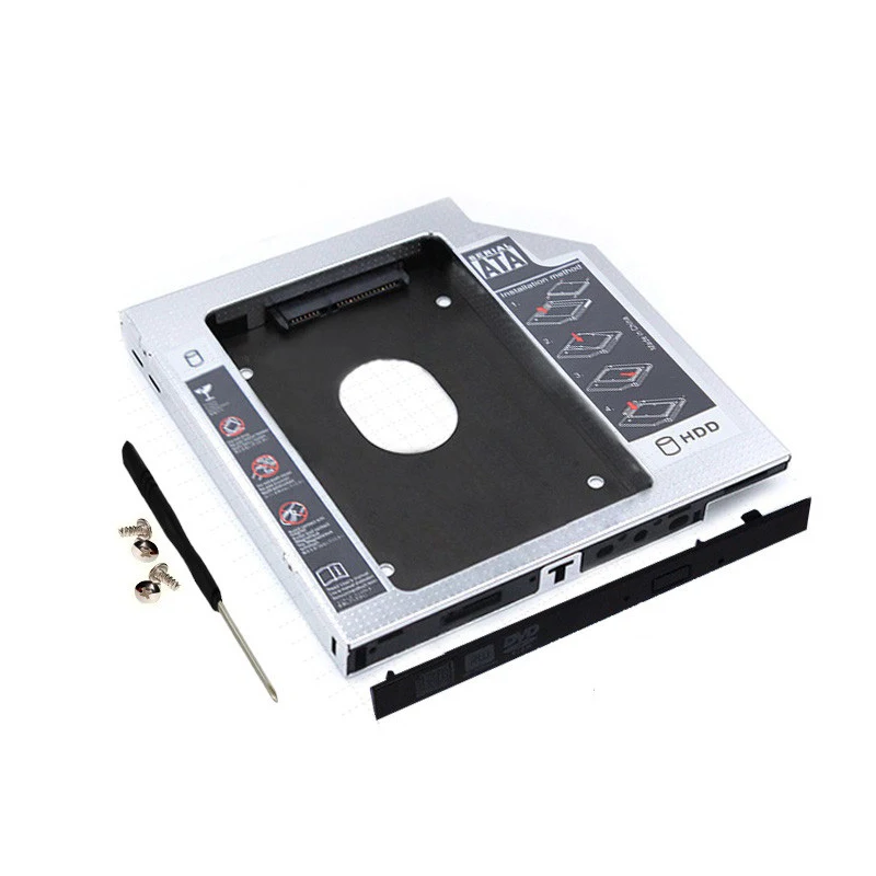 1~10PCS Aluminum 9.5mm 12.7mm 2nd Second HDD Caddy SATA 3.0 Case Box For 2.5