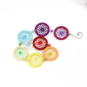 

Colorful Ring Dream Catcher Handmade Pendants Charm Car Wall Hanging Home Decoration Ornaments Small Gifts for Party Wedding