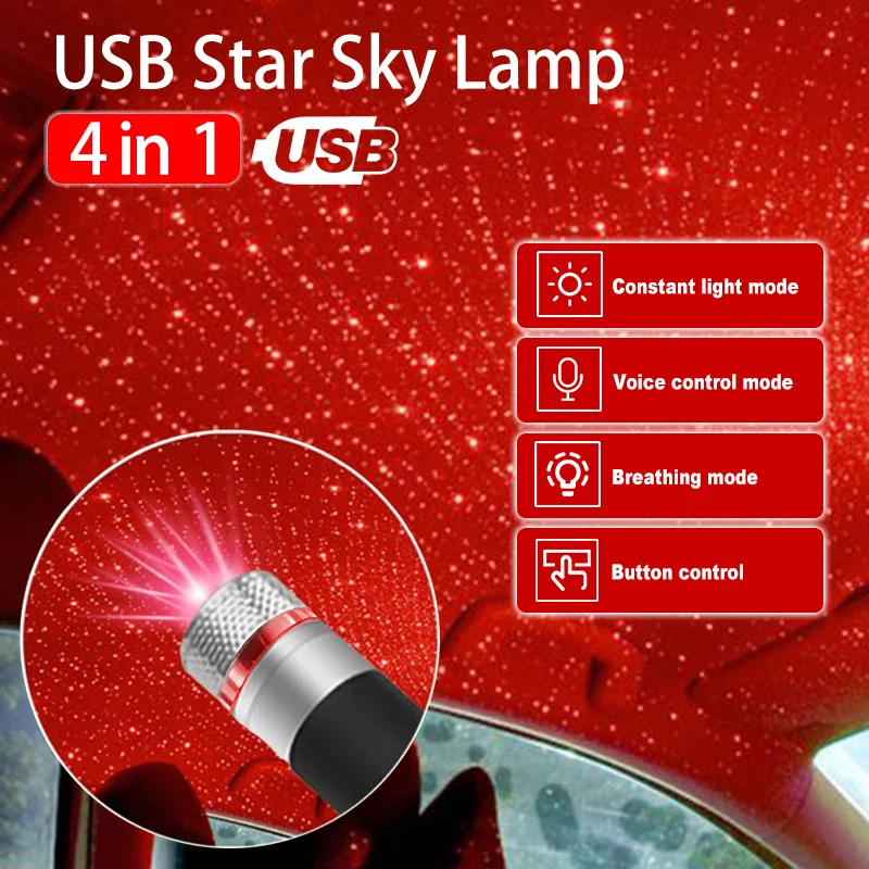 4в1 крыша звезда проекционный Свет Романтический USB ночник автомобиль Атмосфера