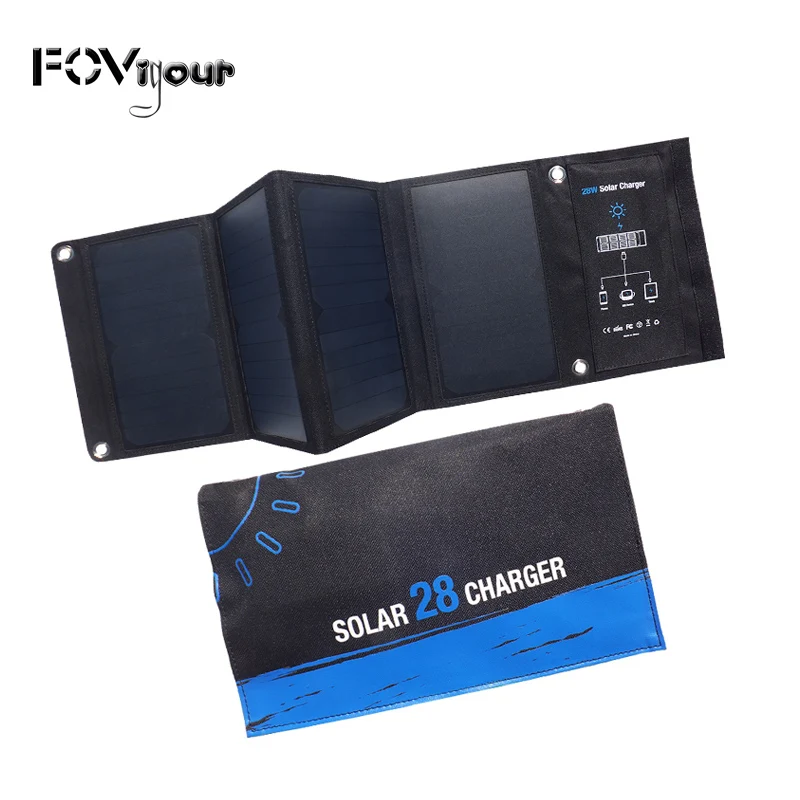 Fovigour 28W Sales results No. 1 Solar Charger 3 Ports Foldable Portable P Special price for a limited time USB