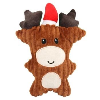 

5 Pcs Christmas Element Plush Dog Molar Toys Cute Carton Doll Soft Durable Teeth Cleaning Indoor Puppy Interactive Toy