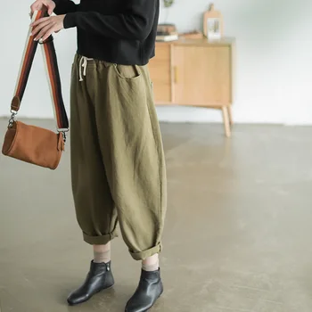 

Runback Pantalones Mujer Loose Women Pants High Waist Trousers Cotton Harem Pant Solid Casual Women Clothes Plus Size Black Pant