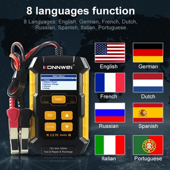 12V Car Battery Charger Battery Tester Data Analysis Rechargers Repair Tools for Auto Cranking Charging System with 8 languages tanie i dobre opinie TTAKA7 NONE CN (pochodzenie) Elektryczne