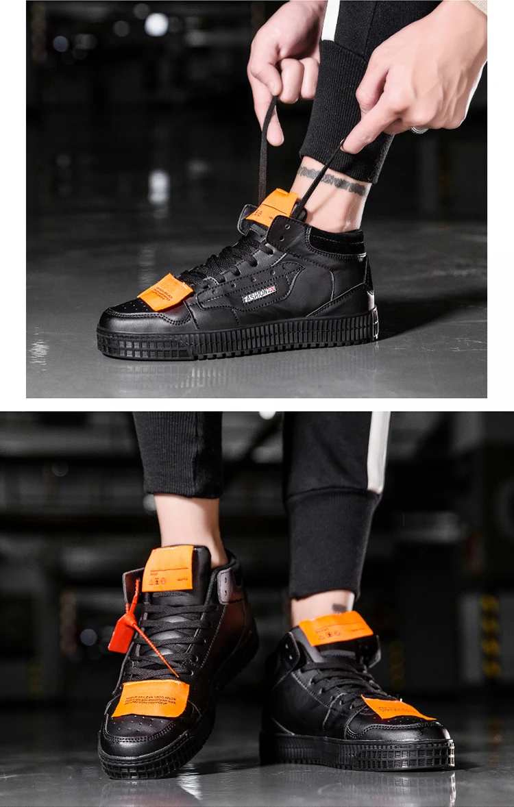 Sneakers Men High Quality Lace-up Vulcanized Shoes High Top Men's Casual Shoes Fashion New Men Non-slip Walking Shoes
