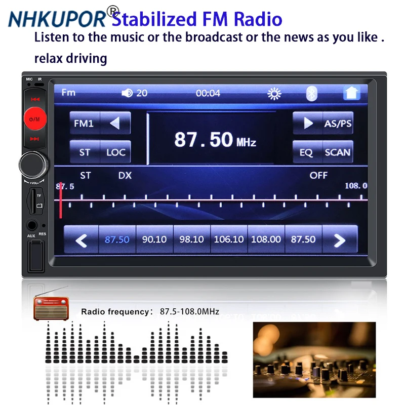 

7" Universal Car Radio Multimedia Player Double 2 Din Autoradio Stereo Head Unit Support Mirror Link Bluetooth Rear View Cam