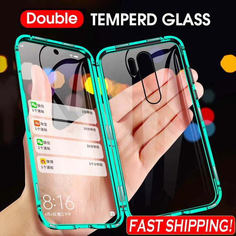 

Double Sided Glass Metal Magnetic Case For Xiaomi Redmi Note 9 Pro 9s 8 7 Pro Redmi 9 9A 8A K20 Mi 9T Note 10 Pro Magnetic Cover