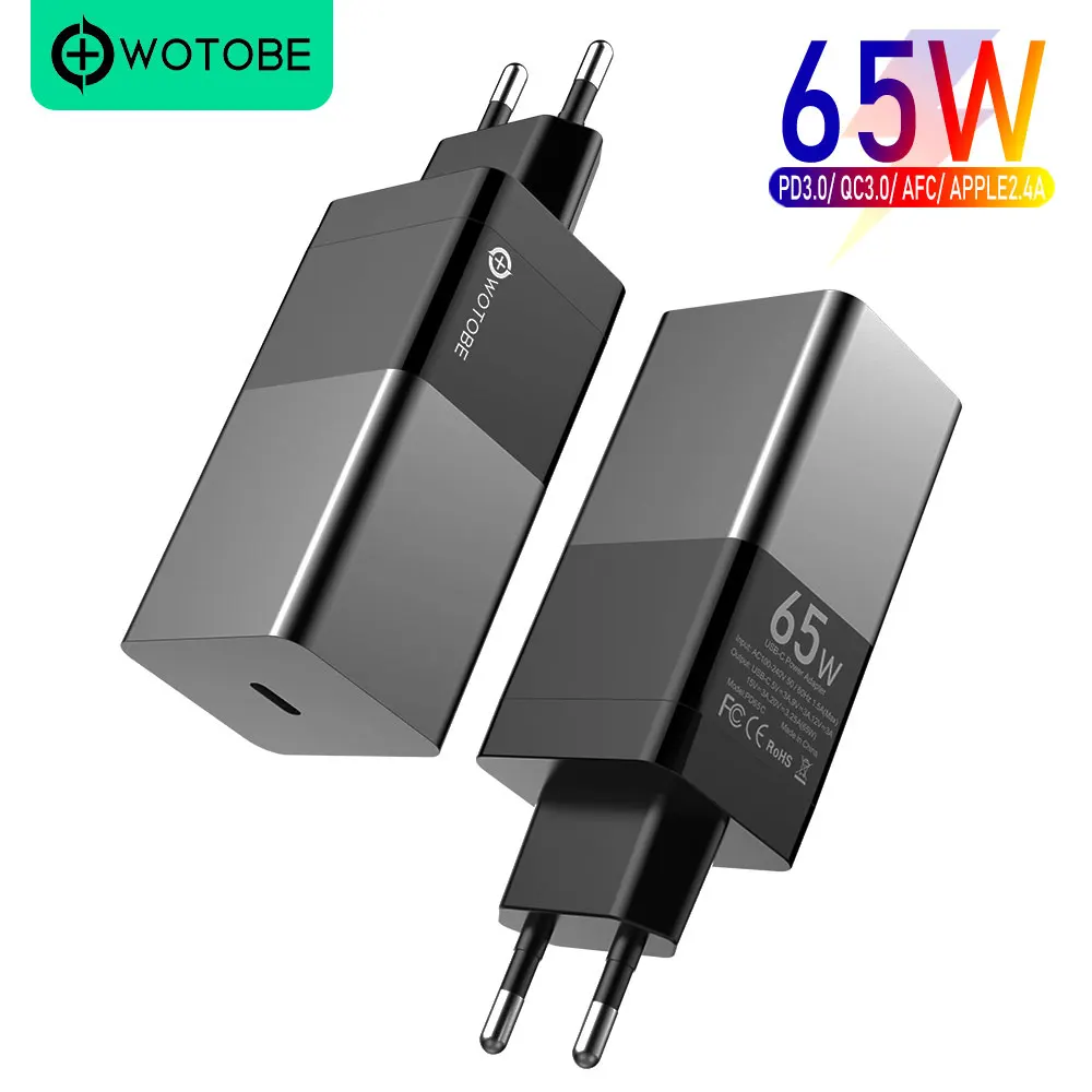 Адаптер питания GaN 65 Вт USB C PD3.0 QC4.0 для ноутбуков macbook iphone 12 Samsung dell huawei xiaomi зарядная