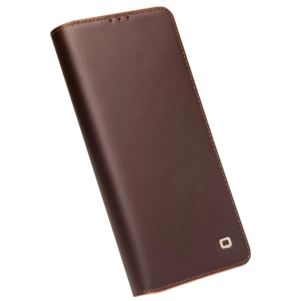 QIALINO Genuine Leather Bracket Function Flip Case for Huawei Honor50 Pure Handmade Phone Cover with Card Slots for Honor 50 Pro