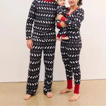 

Pajamas 2-piece Christmas Parent-child Set Round Neck Long-sleeved Trousers Family Matching Set 2020 Fashion Sleepwear Outfits
