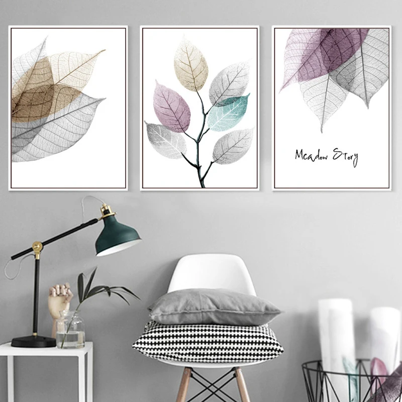 

Canvas Print Poster Nordic Painting Rich Leaves Abstract Golden Leaf Vein Painting Entrance Aisle Cuadros Salon Decoracion 2-19