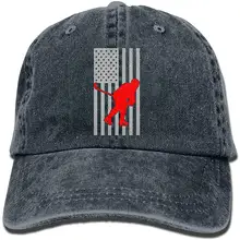 Хоккеист Флаг США для взрослых Регулируемый деним хлопок папа шляпа бейсболки