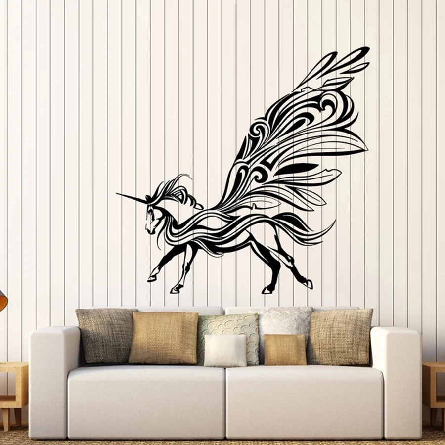 Настенные Стикеры с животными абстрактный единорог Пегас Фэнтези виниловые