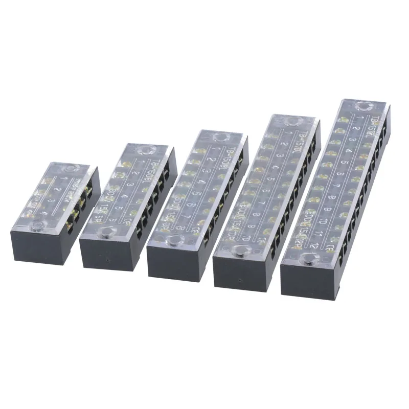 

TB-1503/1504/1506/1508/1510/1512 Dual Row Strip Screw Terminal Block 15A 600V Fixed Wiring Board wire connector