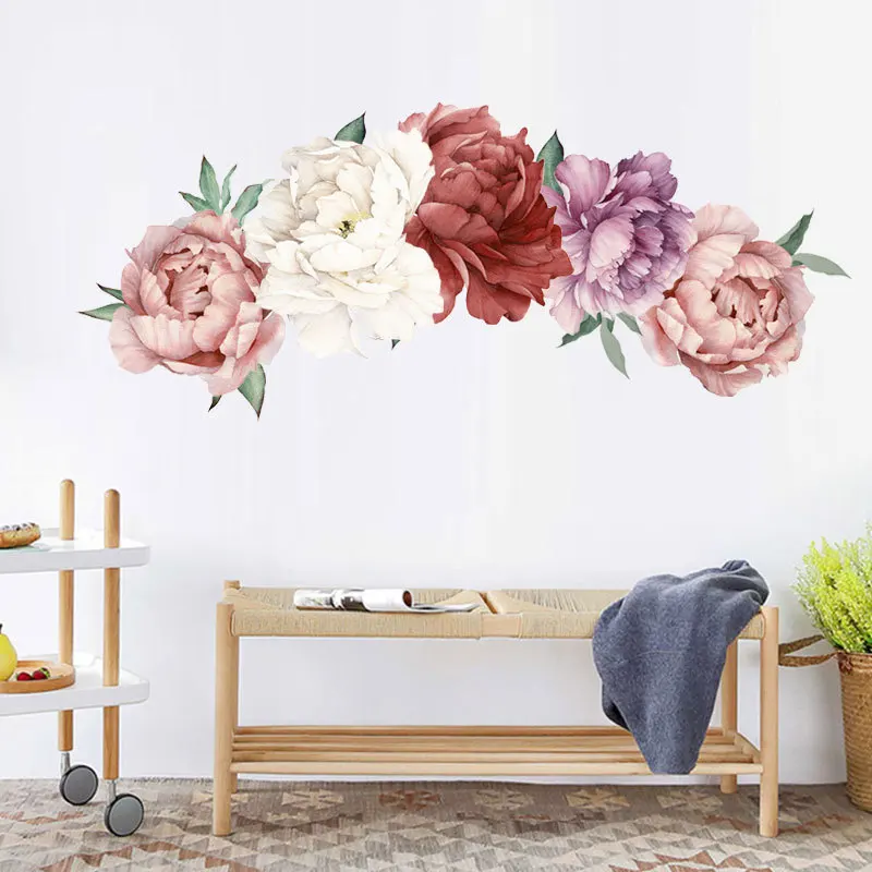 Romantic Flower Wall Sticker Blossom Furnishings Living Room TV Decoration Art Decals Decor Vintage | Дом и сад