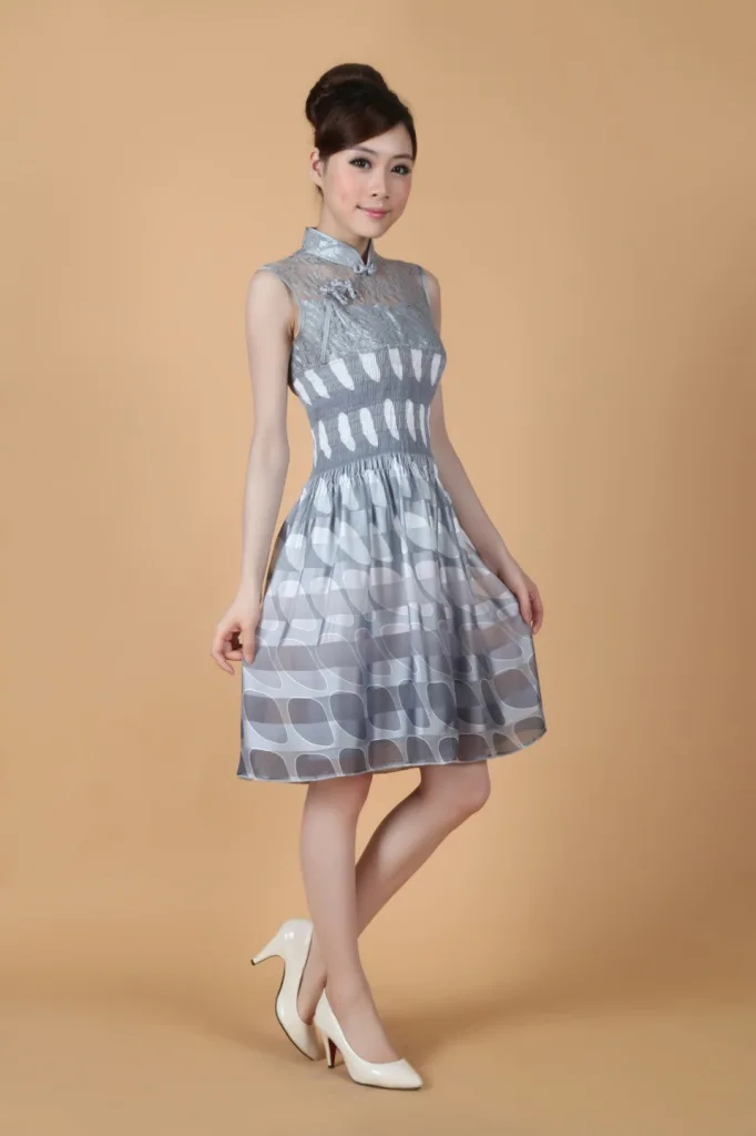 Летняя одежда, стиль, женское кружевное платье Cheongsam 2230-1, модное повседневное приталенное одноцветное платье Cheongsam
