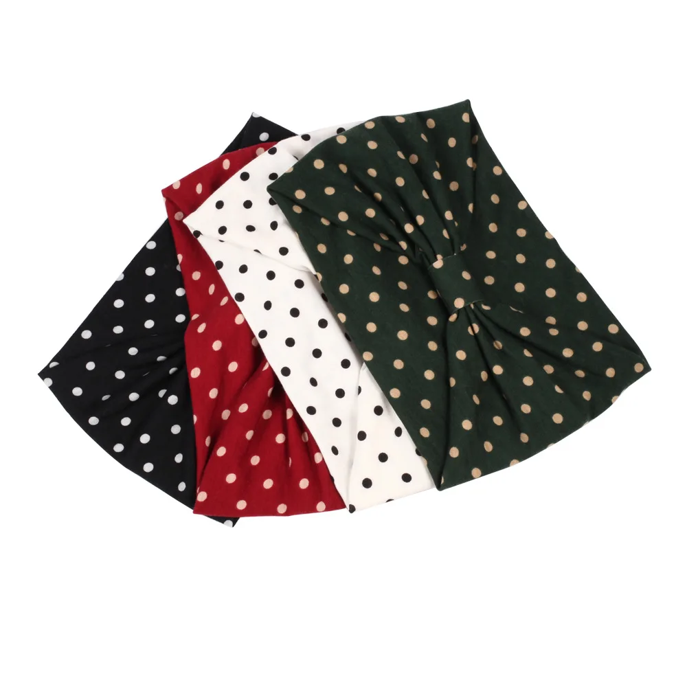 

New 2020 Women's Yoga sport head band with crossed dots wide head band with elastic stretch yoga sweat suction head band