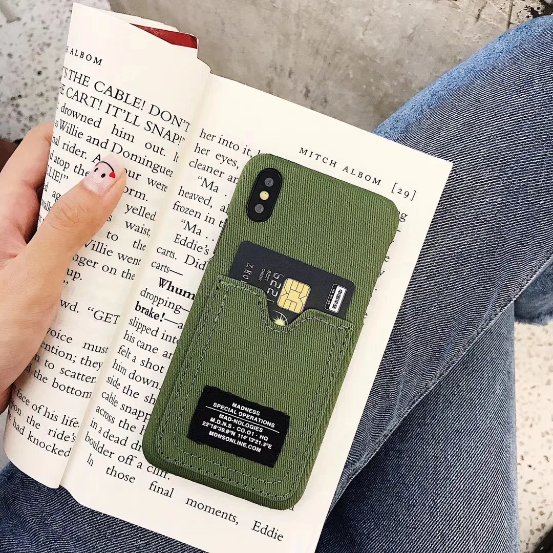 Роскошный камуфляжная ткань бумажник для карт чехол для телефона iPhone 11 Pro Max X XS XSMax XR 7 8 6 S Plus жесткий военный камуфляжный чехол - Цвет: 1