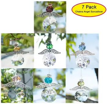 

H&D 7pcs Crystal Guardian Angel Suncatcher Rainbow Maler For Home/Car Decoration & Porch Decor & Hangings Crystal Glass Ornament