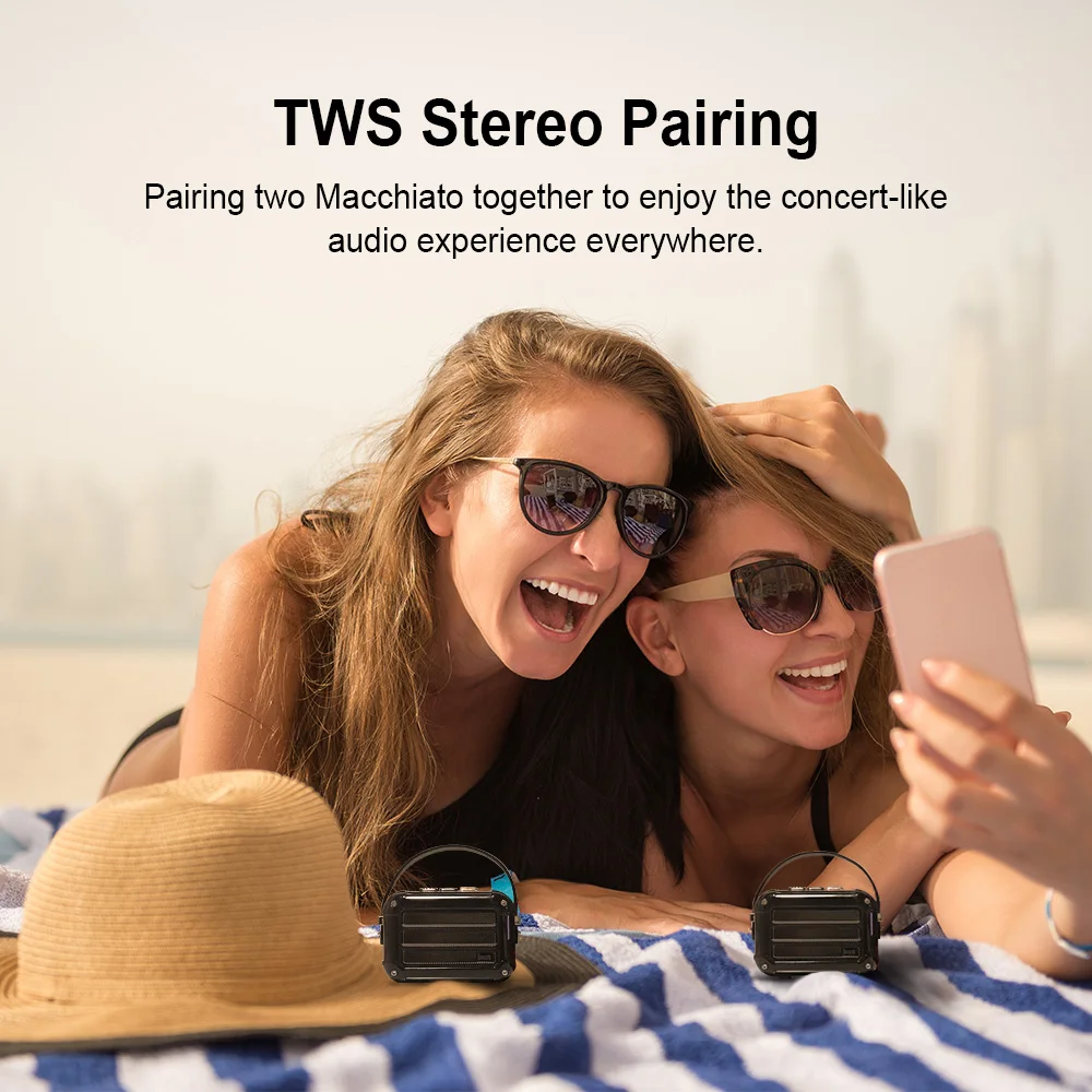Divoom Macchiato bluetooth wireless portable speaker with FM radio TWS Function gift package support IOS and Android system Divoom Macchiato bluetooth wireless portable speaker with FM radio TWS Function gift package support IOS and Android system