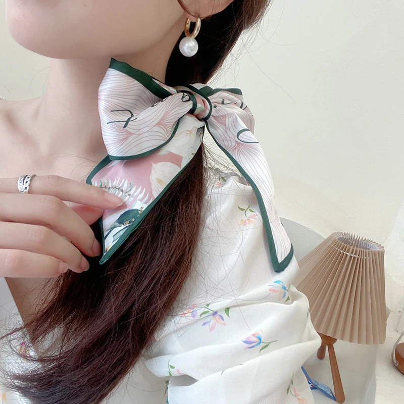 100cm * 7cm Sommer lange Mode weibliche kleine Schal Schals weibliche Blumen Haarband Haarband Frauen dünne Schal Frauen – Detail 17