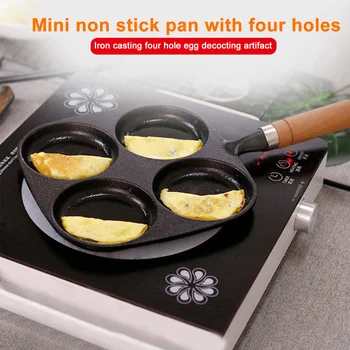 

Frying Pan Cooking With Porosity Cast Iron Non Stick Uncoated Cookware Breakfast Egg Mold Flat Design Home Kitchen Four Hole