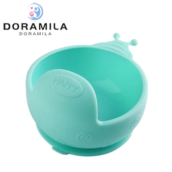 

Baby Antidrop Sucker Design Baby Bowl Food Grade Silicone Cartoon Snail Food Supplement Bowl Infant Feeding tableware Dishes