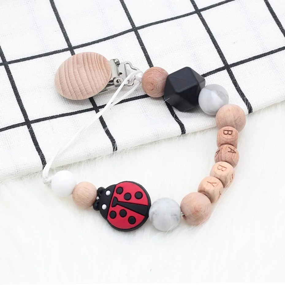 Название свадебных персоналов клипсы для соски Beetle Soother Chain младенческие фиксаторы Bpa бесплатно новорожденное Детское Зубное кольцо держатель цепи