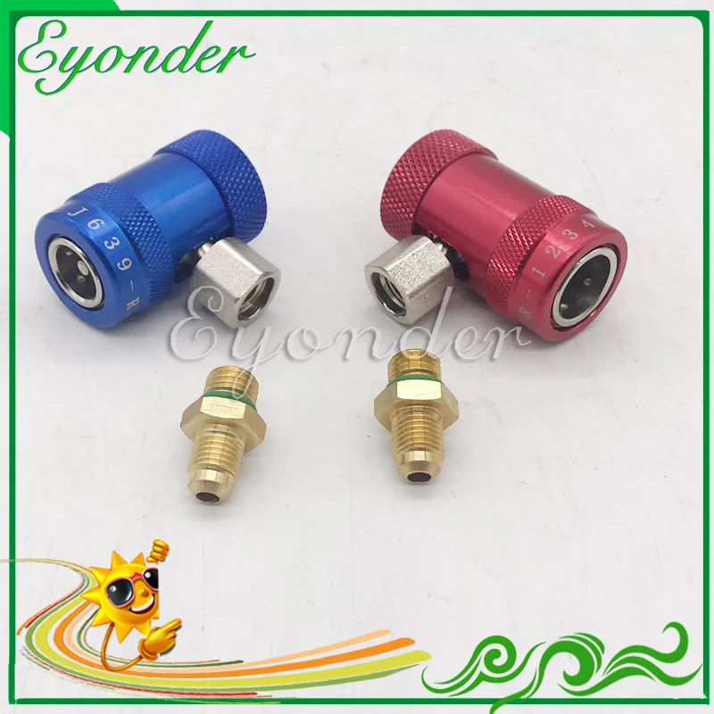 US $21.90 New Model Ac Filling Tool Refrigerant Gas 1234yf Manual Quick Coupler High And Low For MercedesBenz Land Rover Jaguar Cars