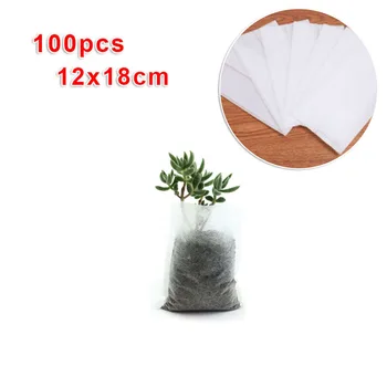 

100 Pcs Biodegradable Garden Nursery Bag Plant Grow Bags Seedling Pots Accessory