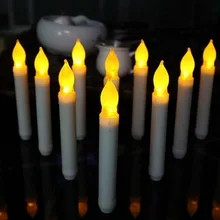 12 шт. украшения беспламенный светодиодный Рождественский светильник-свеча с нажимным верхом, Свадебный конус, Романтический, на батарейках, мерцающий, бескапельный