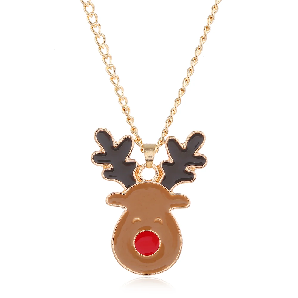 Новая Рождественская серия, снеговик, колокольчик, лось, снежинка, Рождественская елка, Санта, серьги-гвоздики, ожерелье, браслет, модный фестиваль, милый рис - Окраска металла: SD082-necklace