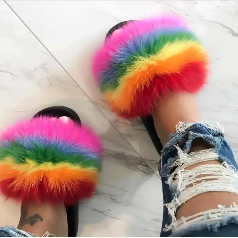 rainbow fluffy sliders