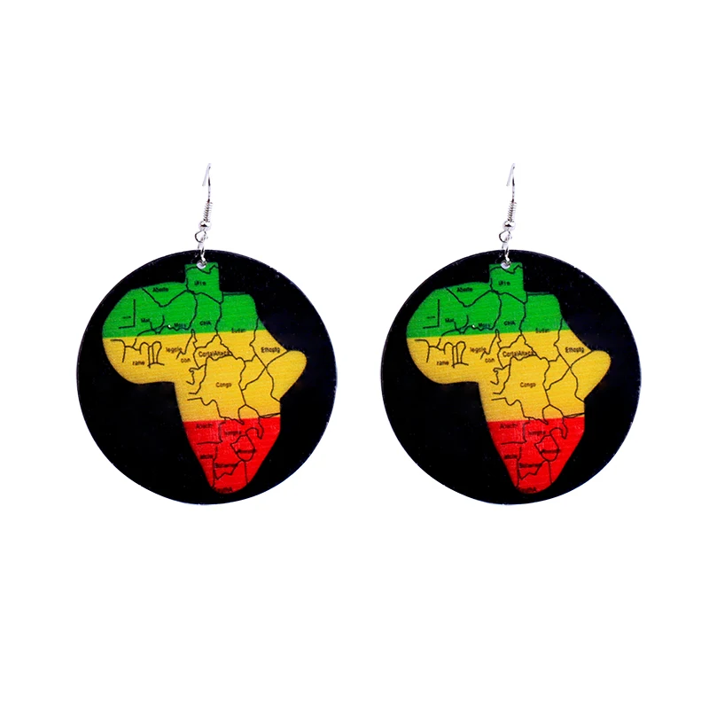 Модные большие серьги из натурального дерева окрашенные красочные эффектные